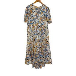 Joie Floral Fields Parisian Blue Multi High Low Dress NWOT